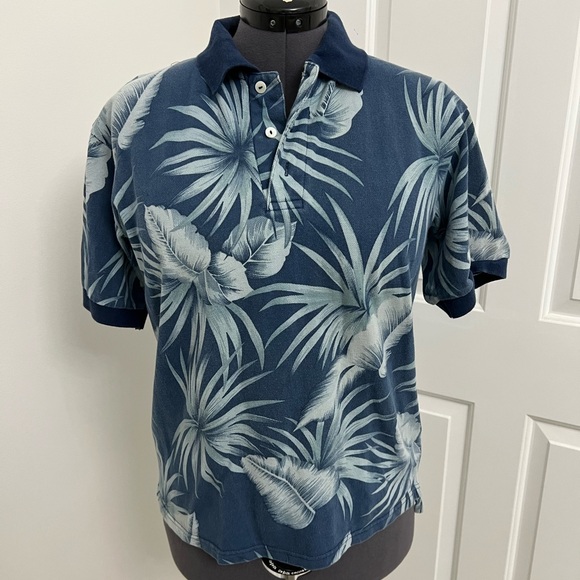 Men's Blue Floral Polo Shirt - Picture 6 of 9